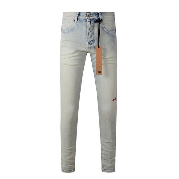 Ksubi red embroidered blue distressed skinny jeans
